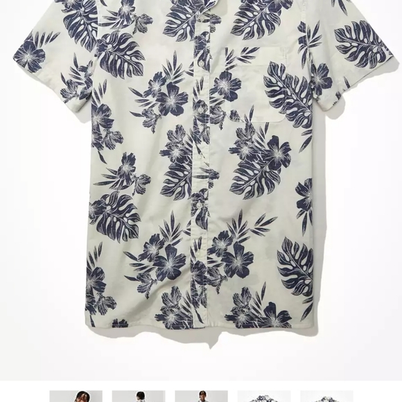 AE Tropical Button-Up Resort Shirt Size Sml - Picture 4 of 6